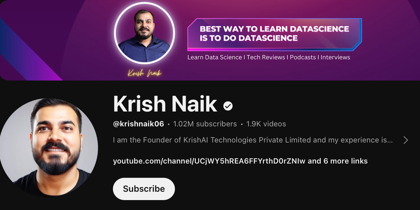 Krish Naik (Best for Beginners & Intermediate Learners)